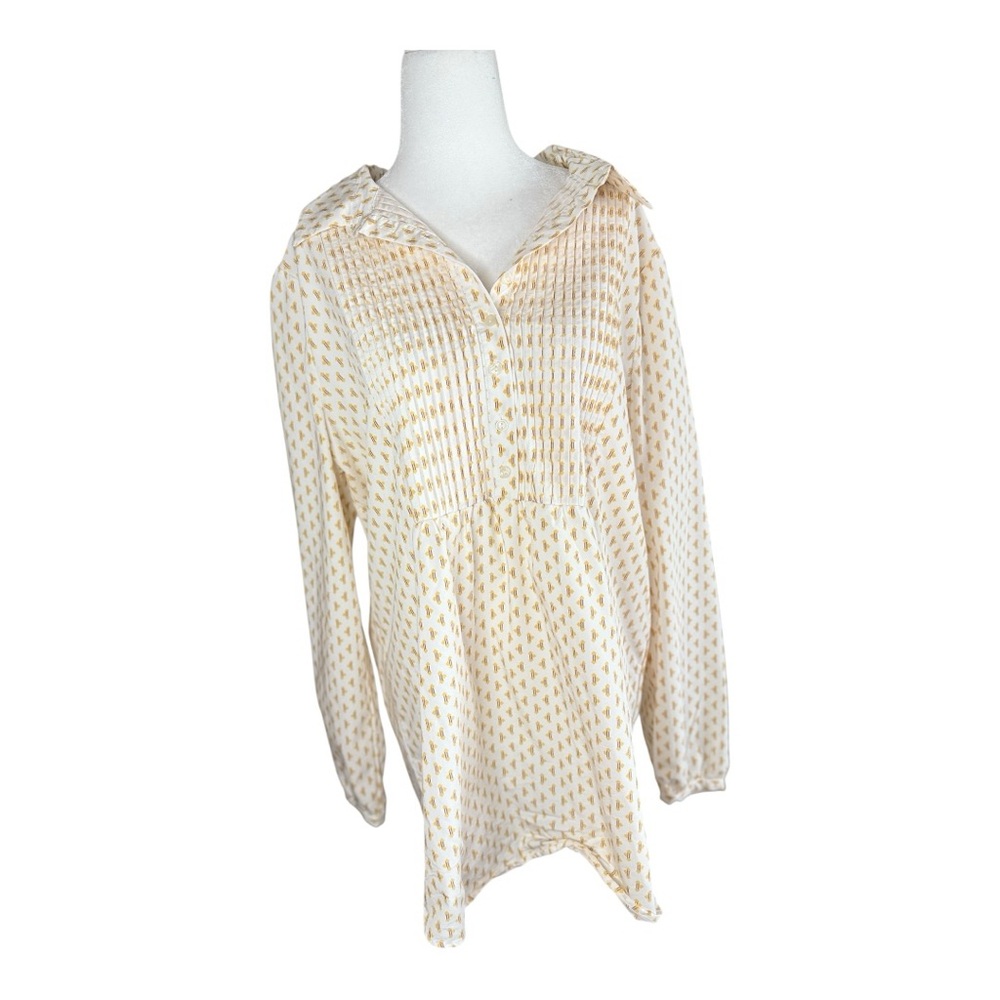 NYDJ Cream and Gold Patterned Tunic